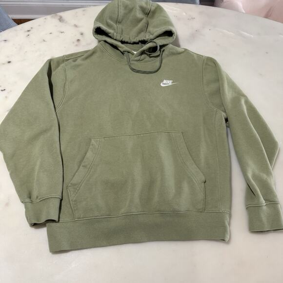 Nike Other - Nike Club Men's S Fleece Hoodie Sweatshirt Logo Pullover Olive Green Activewear
